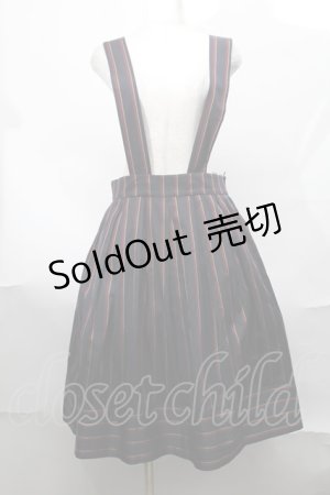 画像: Jane Marple / サスペンダー付レジメンスカート  紺ｘワイン S-25-08-17-060-JM-SK-AS-ZS