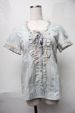 画像: axes femme / ストライプドビーブラウス  グリーン S-25-08-17-021-AX-BL-AS-ZS
