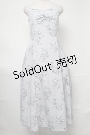 画像: Maison de FLEUR Petite Robe / アンティーク調ローズワンピース  ブルーグレー S-25-08-17-032-EL-OP-AS-ZT491