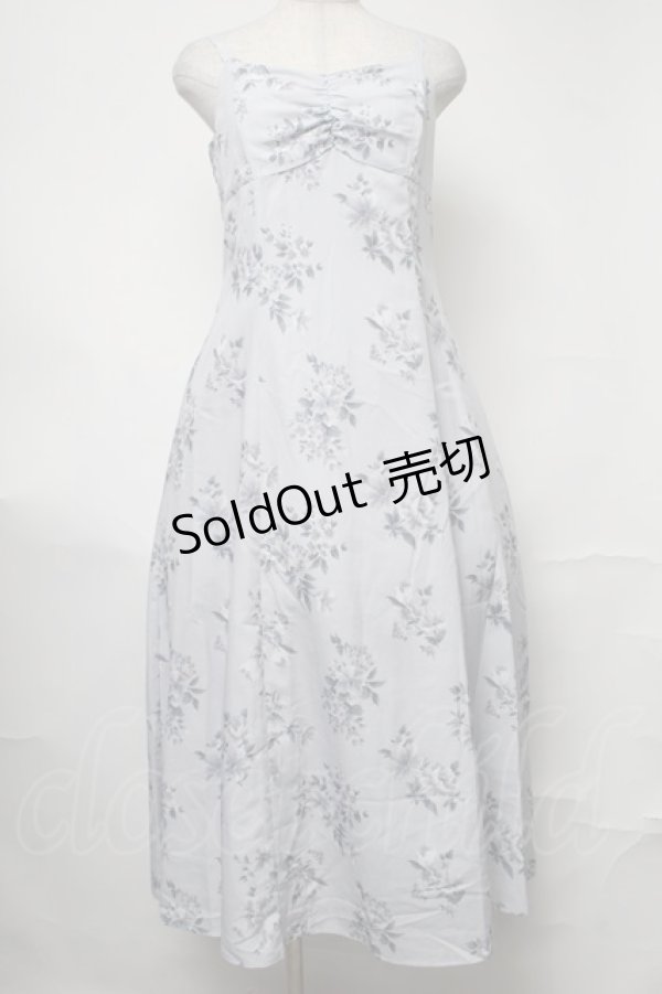 画像1: Maison de FLEUR Petite Robe / アンティーク調ローズワンピース  ブルーグレー S-25-08-17-032-EL-OP-AS-ZT491 (1)