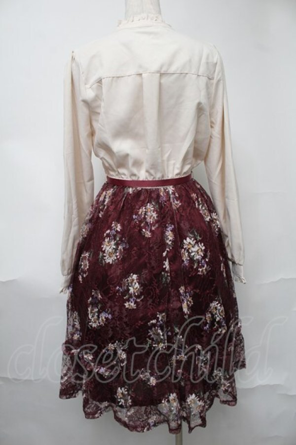 画像2: axes femme / マーガレット柄ハイネックワンピース  オフｘワイン S-25-08-17-033-AX-OP-AS-ZS (2)