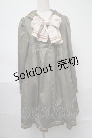 画像: EXCENTRIQUE / ボウ付きセーラーワンピース  カーキ S-25-08-17-042-EL-OP-AS-ZS