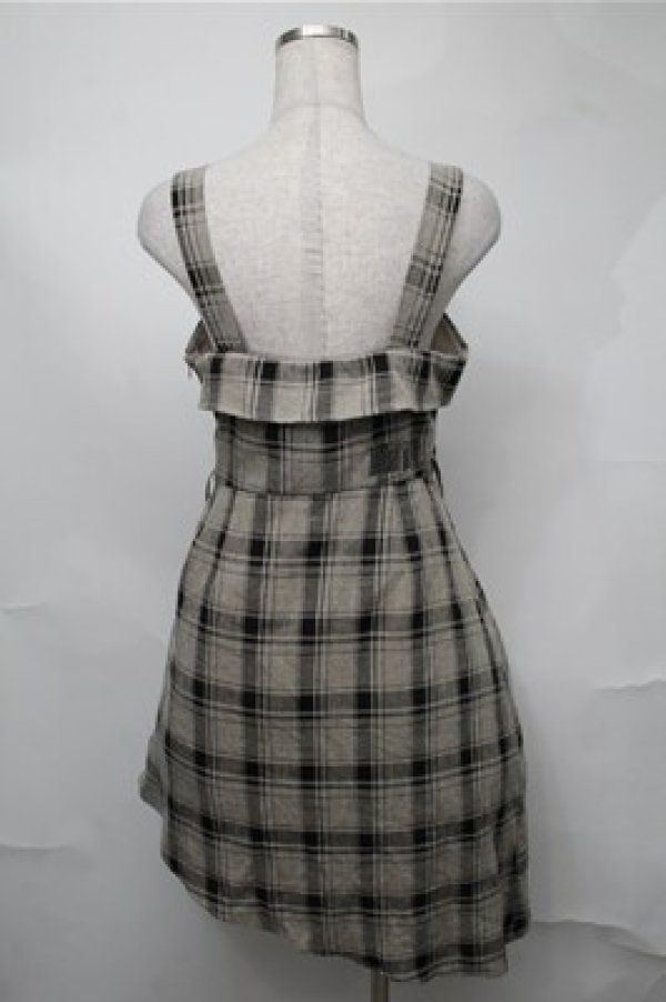 画像2: NieR Clothing / チェックジャンパースカート  ベージュｘ黒 S-25-08-18-046-PU-OP-HR-ZT258 (2)