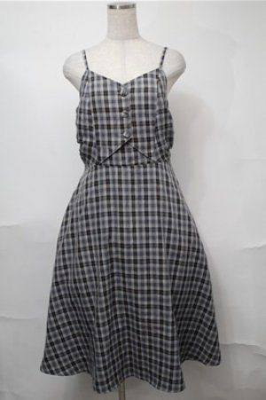 画像: NieR Clothing / チェックキャミワンピース  グレー S-25-08-18-047-PU-OP-HR-ZS