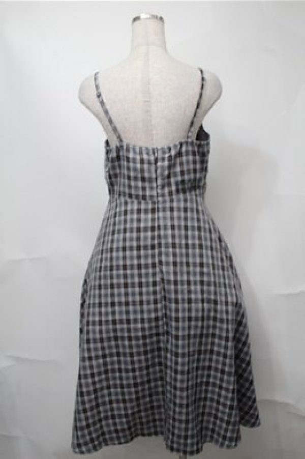 画像2: NieR Clothing / チェックキャミワンピース  グレー S-25-08-18-047-PU-OP-HR-ZT258 (2)