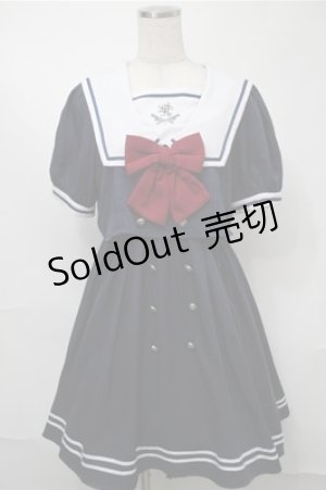 画像: Amavel / カラフルセットアップ風セーラーワンピース  ネイビー S-25-08-18-050-CA-OP-HR-ZS