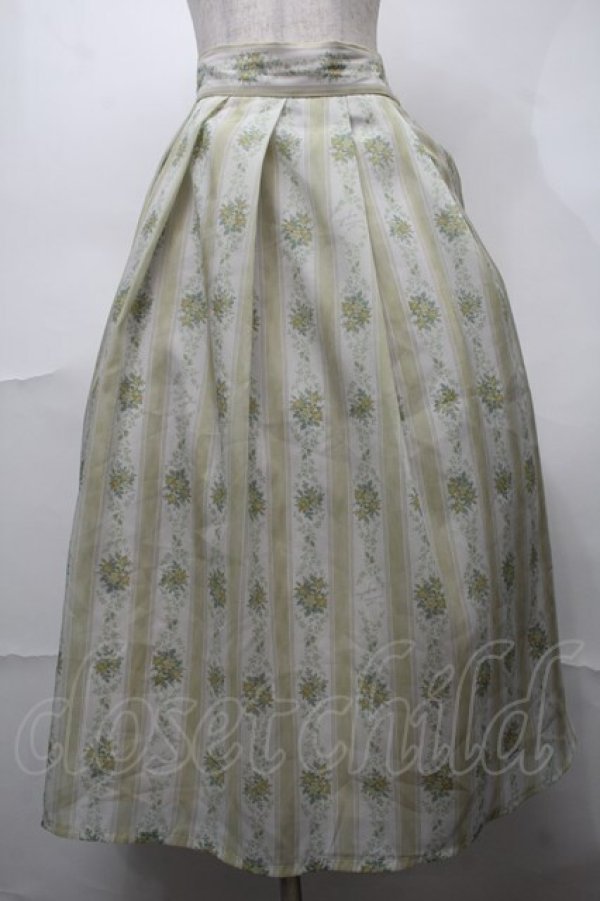 画像1: an another angelus / シアーストライプ花柄タックスカート F イエロー S-25-08-18-1042-CA-SK-SZ-ZT063 (1)