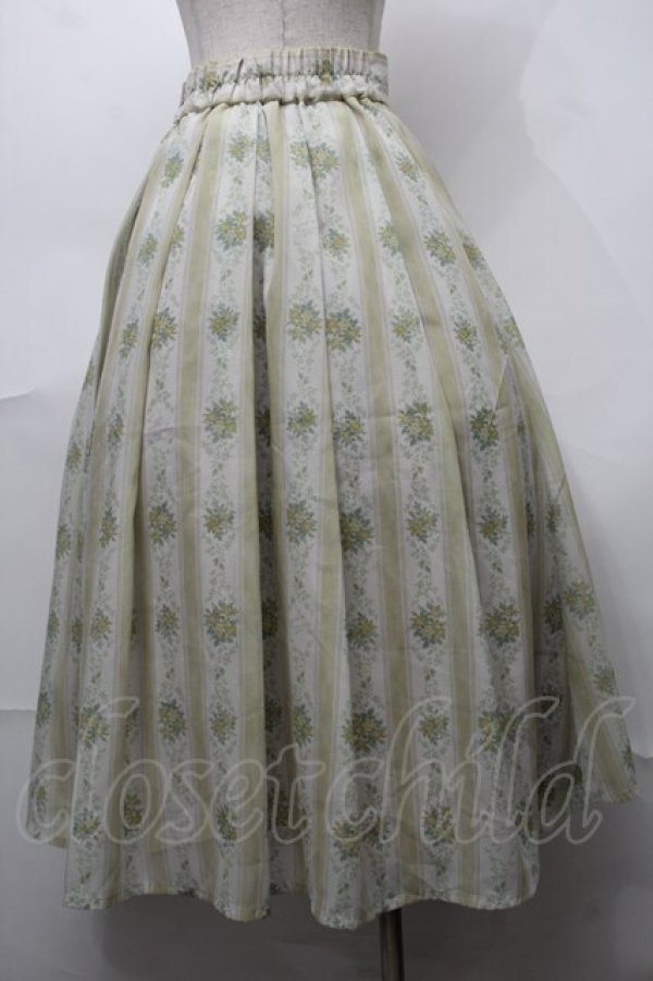 画像2: an another angelus / シアーストライプ花柄タックスカート F イエロー S-25-08-18-1042-CA-SK-SZ-ZT063 (2)