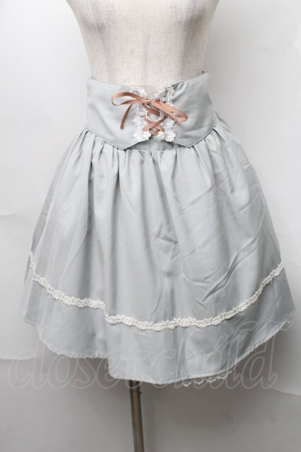 画像1: Amavel / バラレース編み上げスカート  サックス S-25-08-18-1028-CA-SK-HR-ZT490 (1)