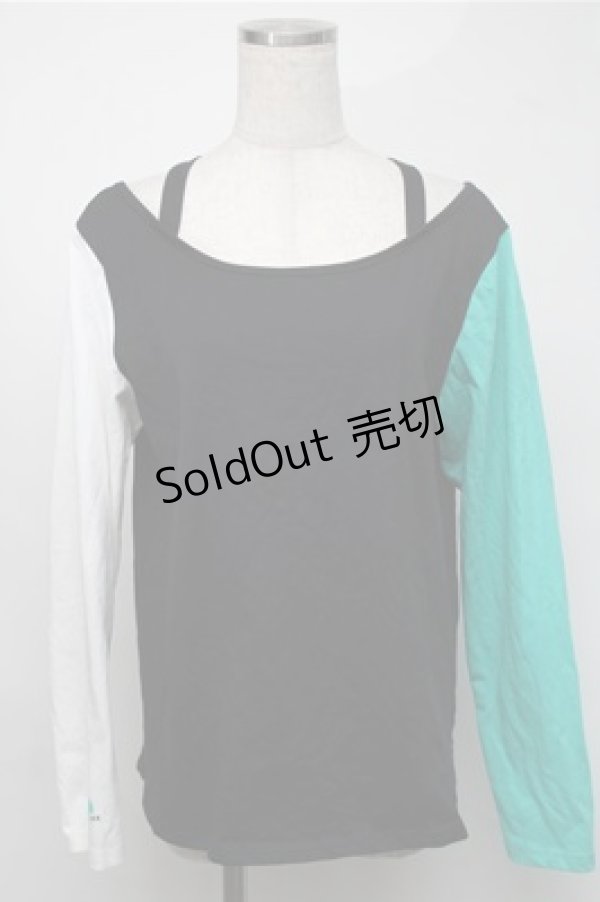 画像1: NieR CLOTHING / シエル配色プルオーバー  白ｘ黒ｘグリーン S-25-08-18-028-PU-TO-HR-ZT061 (1)