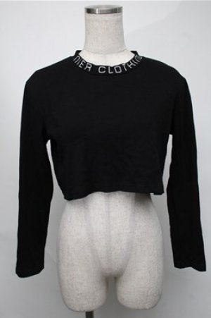 画像: NieR Clothing / 刺繍ショートトップス  黒 S-25-08-18-032-PU-TO-HR-ZS