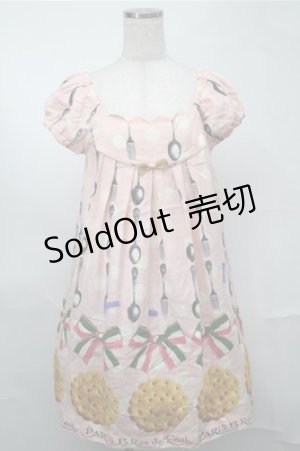 画像: Emily Temple cute / ビスケット&カトラリーワンピース  ピンク S-25-08-18-037-ET-OP-AS-ZT0921F