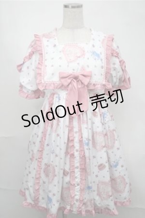 画像: Chalmiere / ハッピードリームキティワンピース  白ｘピンク S-25-08-18-038-AX-OP-AS-ZS