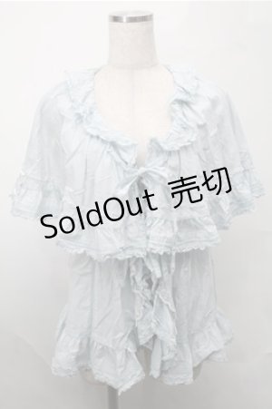 画像: PINK HOUSE / フリル使いローンケープ風ブラウス  サックス S-25-08-18-041-LO-BL-AS-ZS