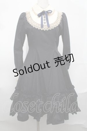 画像: Mary Magdalene / ホワイテリーフワンピース  紺 S-25-08-19-054-CL-OP-AS-ZS