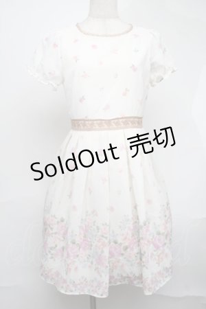 画像: LODISPOTTO / シフォン花柄ワンピース  ベージュ S-25-08-19-037-LO-JA-HR-ZS