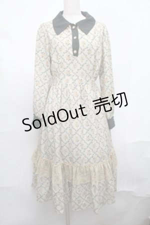画像: axes femme / キンモクセイ柄タイルワンピース  オフ S-25-08-19-042-AX-OP-AS-ZS