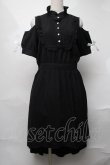 画像1: NieR Clothing / 肩開き袖リボンワンピース  黒ｘ白 S-25-08-20-045-PU-OP-HR-ZS (1)