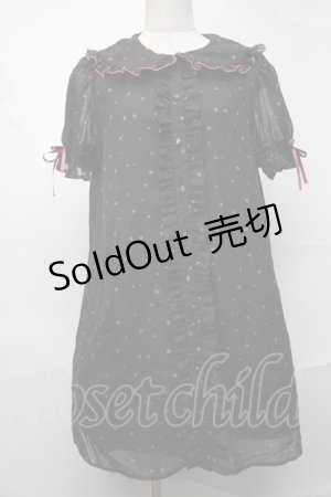 画像: Ank Rouge / ハート総柄シフォンワンピース  黒 S-25-08-20-047-CA-OP-HR-ZS