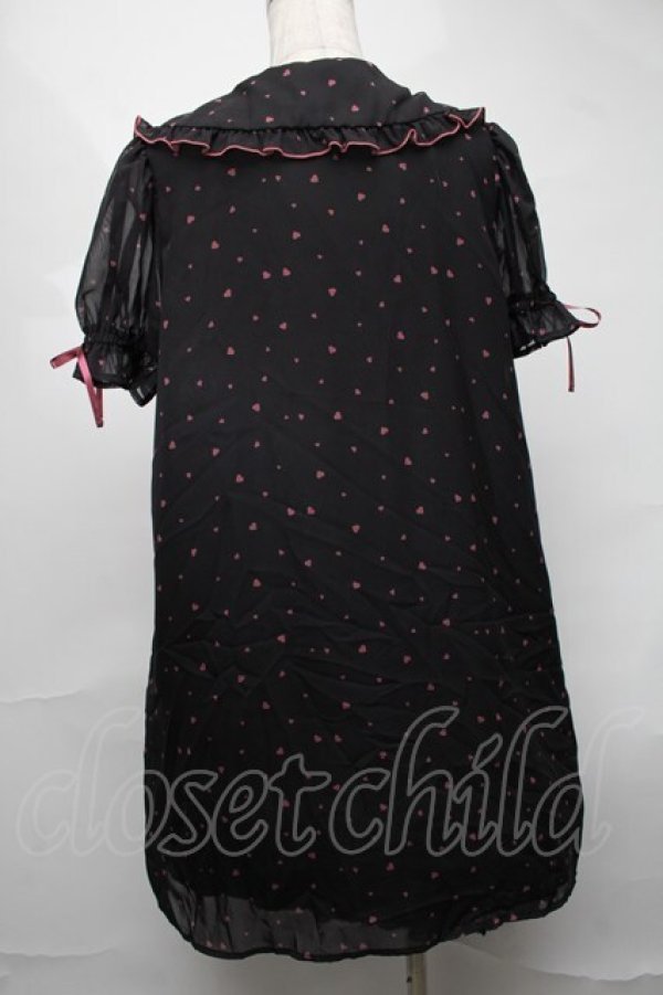 画像2: Ank Rouge / ハート総柄シフォンワンピース  黒 S-25-08-20-047-CA-OP-HR-ZS (2)