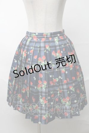 画像: Ank Rouge / チェックいちご柄ワンピース  紺 S-25-08-20-054-CA-SK-AS-ZS