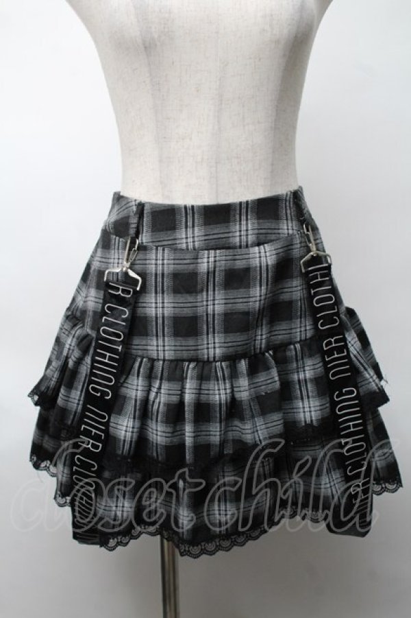 画像1: NieR Clothing / チェック柄ティアードスカート  黒ｘ白 S-25-08-20-055-PU-SK-HR-ZS (1)