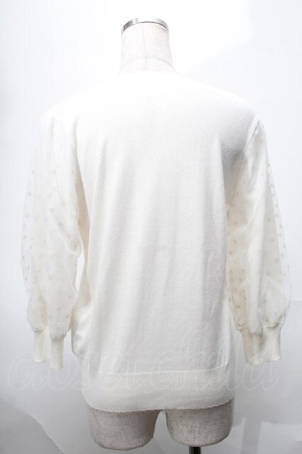 画像2: Franche Lippee / ドットチュール袖カットソー  オフ S-25-08-20-007-LO-BL-HR-ZS (2)