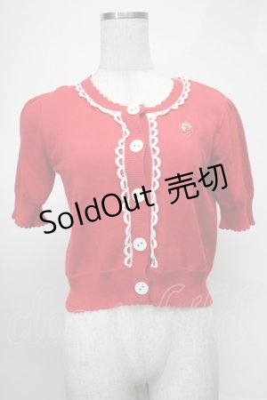 画像: Shirley Temple / イチゴ刺繍半袖カーディガン  赤 S-25-08-20-013-ET-TO-AS-ZS