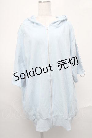 画像: REFLEM / Dリングロゴテープ半袖ZIPパーカー  サックス S-25-08-20-015-PU-TO-HR-ZS