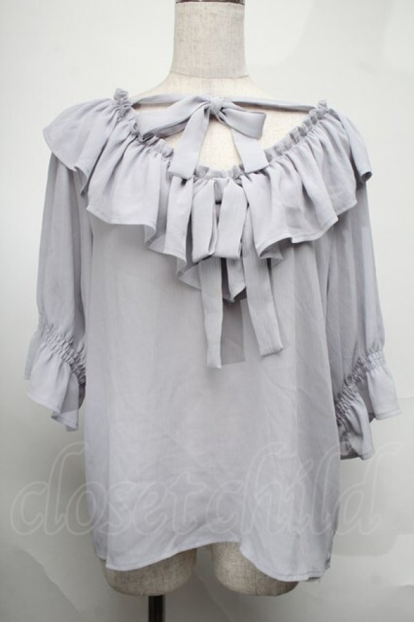 画像1: DearMyLoveRose / オフショルトップス  サックス S-25-08-20-016-EL-TO-AS-ZS (1)