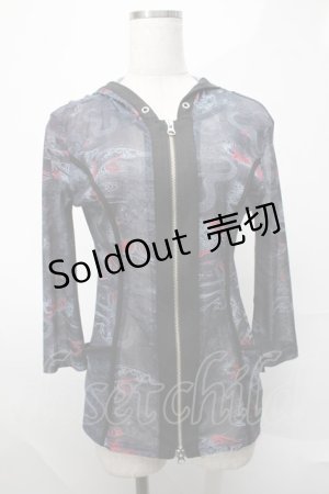 画像: Ozz Croce / メッシュZIPパーカー  紺 S-25-08-20-018-OO-TO-AS-ZS