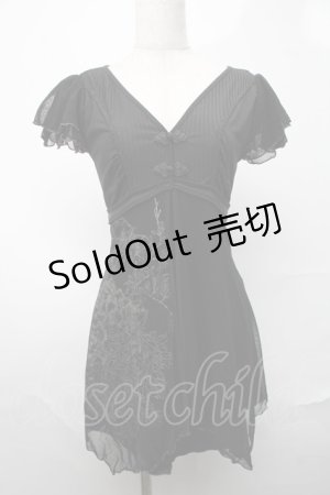 画像: Ozz oneste / チャイナボタンチュニック  黒 S-25-08-20-019-OO-TO-AS-ZS