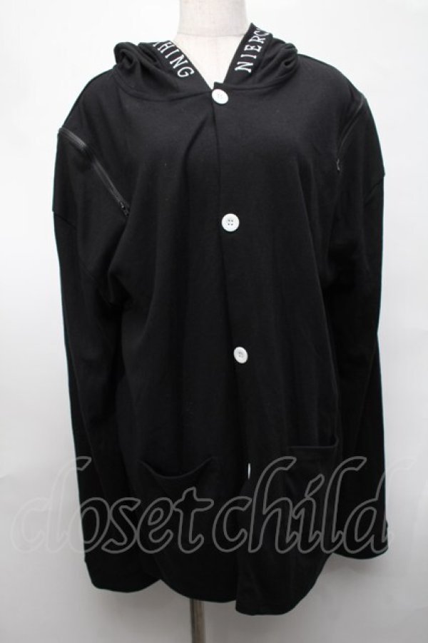 画像1: NieR Clothing / フード付カーディガン  黒 S-25-08-20-020-PU-TO-HR-ZS (1)