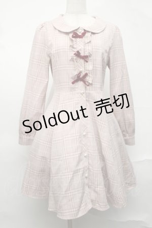 画像: Ank Rouge / ベロアリボンチェックワンピース  ピンク S-25-08-20-027-CA-OP-HR-ZS