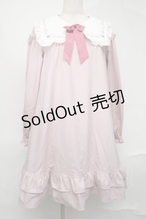 画像: Amavel / セーラー襟刺繍ワンピース  ピンク S-25-08-20-029-CA-OP-HR-ZS