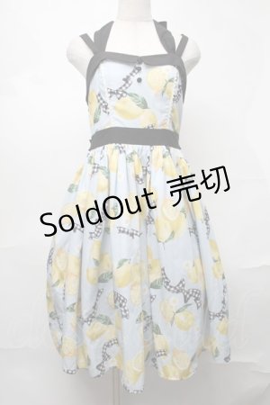 画像: axes femme kawaii / ストライプレモン柄ジャンスカ  サックス S-25-08-20-035-AX-OP-AS-ZS