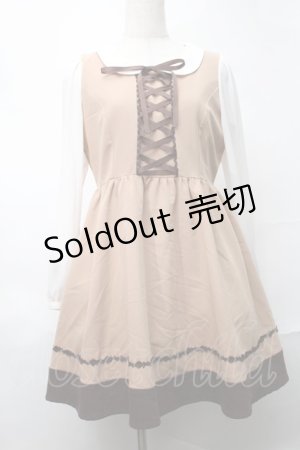 画像: Ank Rouge / 袖シフォンフロントレースアップワンピース  ブラウン S-25-08-20-038-CA-OP-HR-ZS