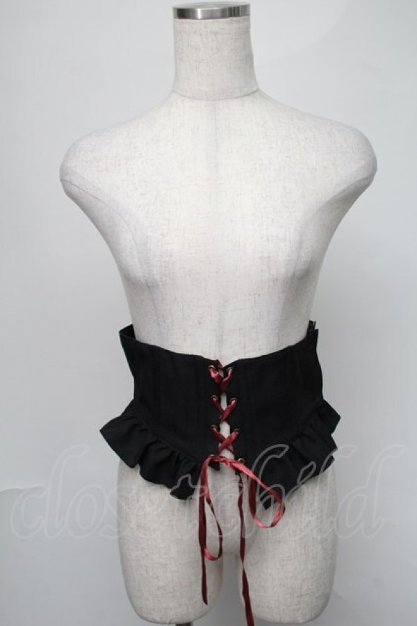 画像1: metamorphose / フリルコルセット  黒 S-25-08-21-001-ME-TO-AS-ZT503 (1)