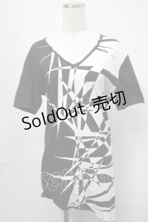 画像: CIVARIZE / ジオメトリック総柄変形ロングTシャツ 44 黒ｘ白 S-25-08-21-044-GO-TS-AS-ZT504