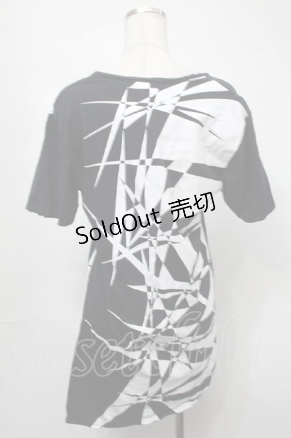 画像2: CIVARIZE / ジオメトリック総柄変形ロングTシャツ 44 黒ｘ白 S-25-08-21-044-GO-TS-AS-ZT504 (2)