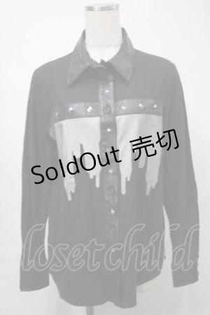 画像: PEACE NOW / 襟切替シャツ  黒 S-25-08-21-045-PU-BL-AS-ZS