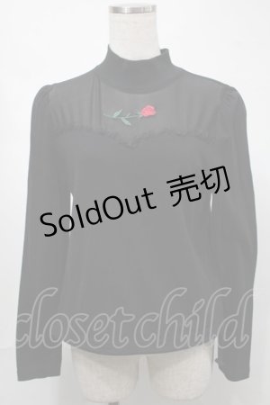 画像: Jamie エーエヌケー / バラ刺繍トップス  黒 S-25-08-21-046-LO-TO-AS-ZT504