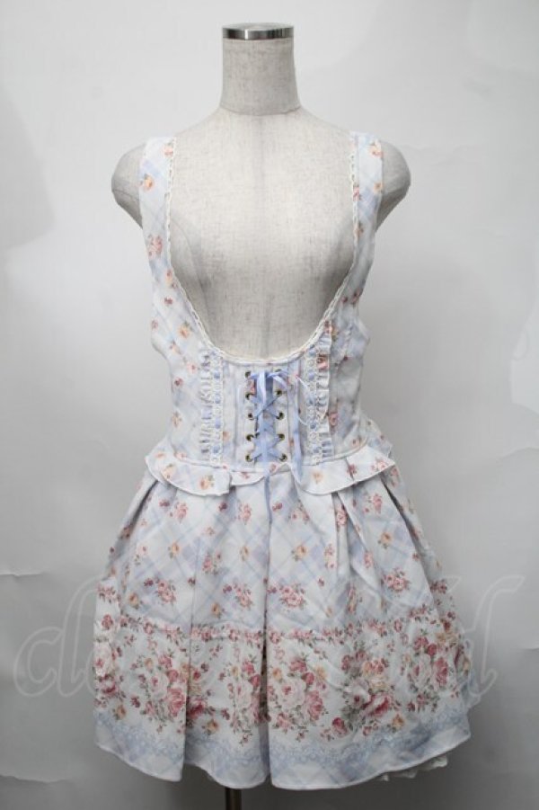 画像1: LIZ LISA / フラワー＆チェック柄ジャンスカ  サックス S-25-08-21-052-LO-OP-HR-ZS (1)