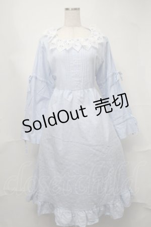 画像: Cherirulu Chocola / 襟レースフリルワンピース 3L サックス S-25-08-21-053-LO-OP-HR-ZT504