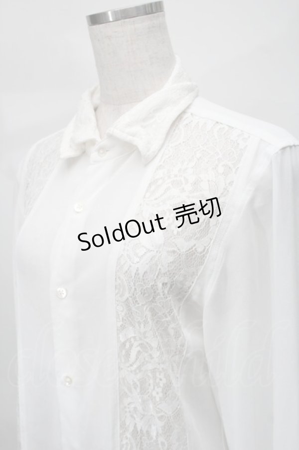 画像3: CIVARIZE / レース切り替えシフォンシャツ  白 S-25-08-21-005-GO-BL-AS-ZS (3)