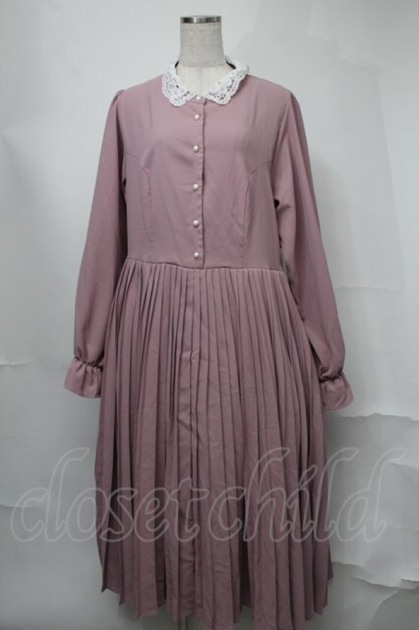 画像1: m petit by misako / AM*レースエリプリーツワンピース  ピンク S-25-08-21-056-LO-OP-HR-ZT504 (1)