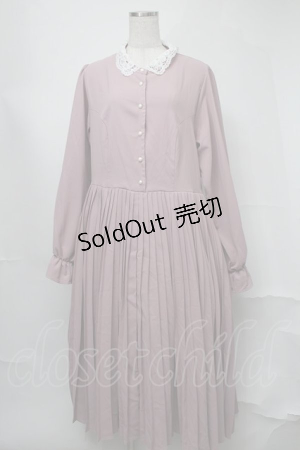 画像1: m petit by misako / AM*レースエリプリーツワンピース  ピンク S-25-08-21-056-LO-OP-HR-ZT504 (1)