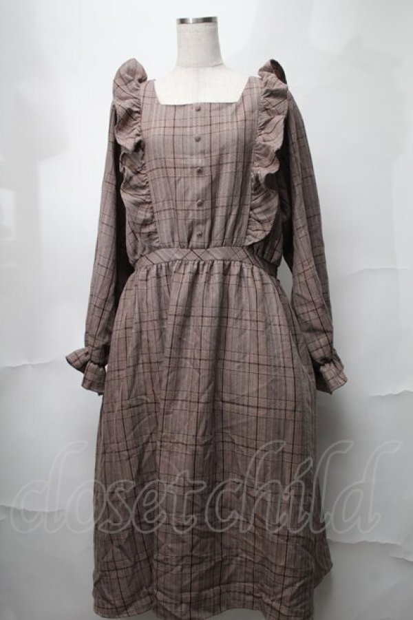 画像1: m petit by misako / チェックワンピース LL ブラウン S-25-08-21-065-LO-OP-HR-ZT505 (1)