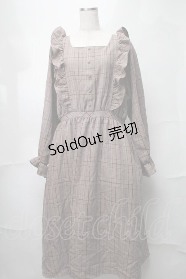 画像1: m petit by misako / チェックワンピース LL ブラウン S-25-08-21-065-LO-OP-HR-ZT505 (1)