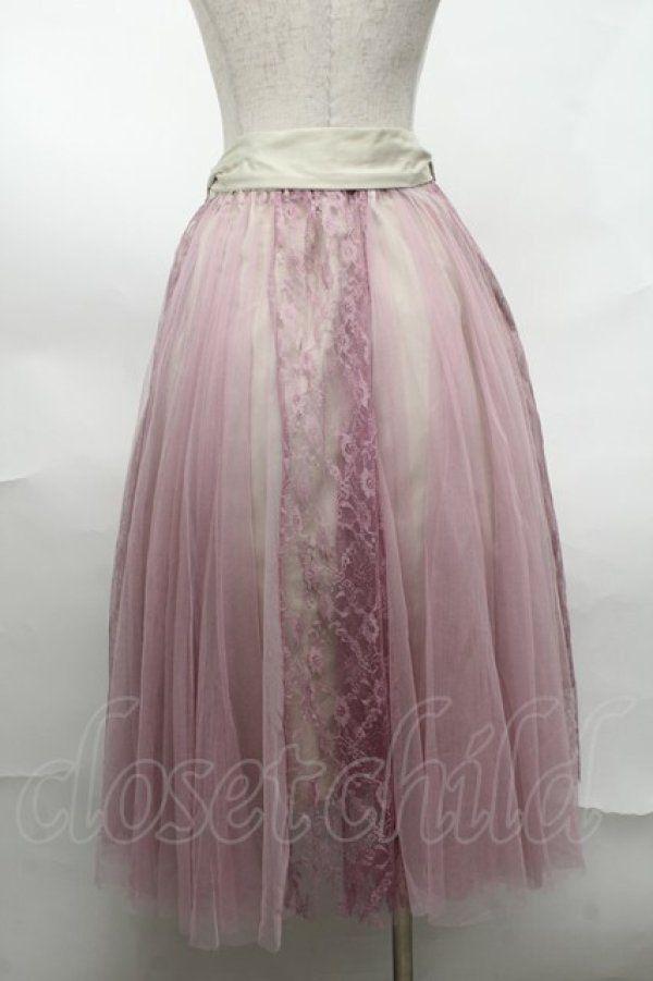画像2: axes femme POETIQUE / レースｘチュールロングスカート  パープル S-25-08-21-1042-AX-SK-AS-ZS (2)